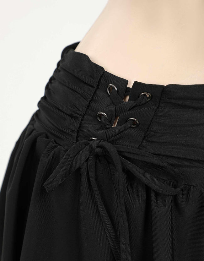 MEOWCOS Gothic Bat Pink Bikini Set Swimsuit Heart Buckle Halter Lace-up Top and Triangle Panty Bathing Suit Swimwear Main Image