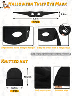 QZYL Halloween Women Robber Costume Set, XXL Women Thief Cosplay Striped Shirt Mask Gloves Beanie Cap Bag for Halloween Thief