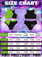 EVELUST Womens Colorblock Shego Costume - Rave Outfit Swimsuits High Neck Crop Top High Waisted Bottom Cosplay Bikini Set(BlackGreen,M,10851e)