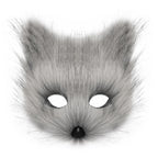 hbbhml Animal Fox Wolf Mask Halloween Party Cosplay Costumes Props Plush Cat Half Face Masks Carnival Christmas Masquerade