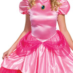 Disguise Princess Peach Costume, Official Nintendo Super Mario Bros Adult Costume Dress and Crown, Womens Size Small (4-6)