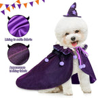 KOUPA Pet Halloween Costume with Hat, Dog Clothes Cosplay Wizard Cloak for Small Puppy Kitten Animal, Shiny Cat Outfit Suit for Party Holiday Christmas, Purple