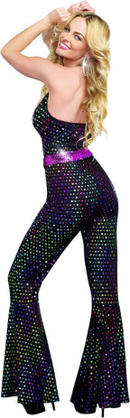 Dreamgirl Adult 70s Disco Costume for Women, Disco Jumpsuit, Disco Doll Halloween Costume