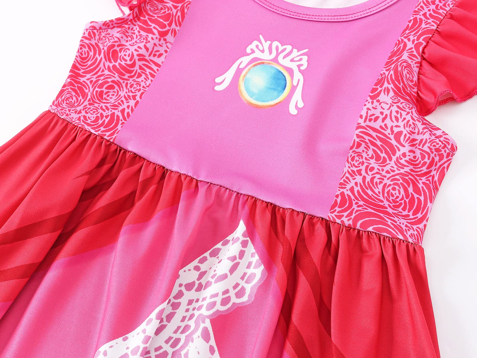 Princess Costume Dress for Girls Halloween Birthday Party Cosplay Flutter Sleeve Pink Fancy Dresses