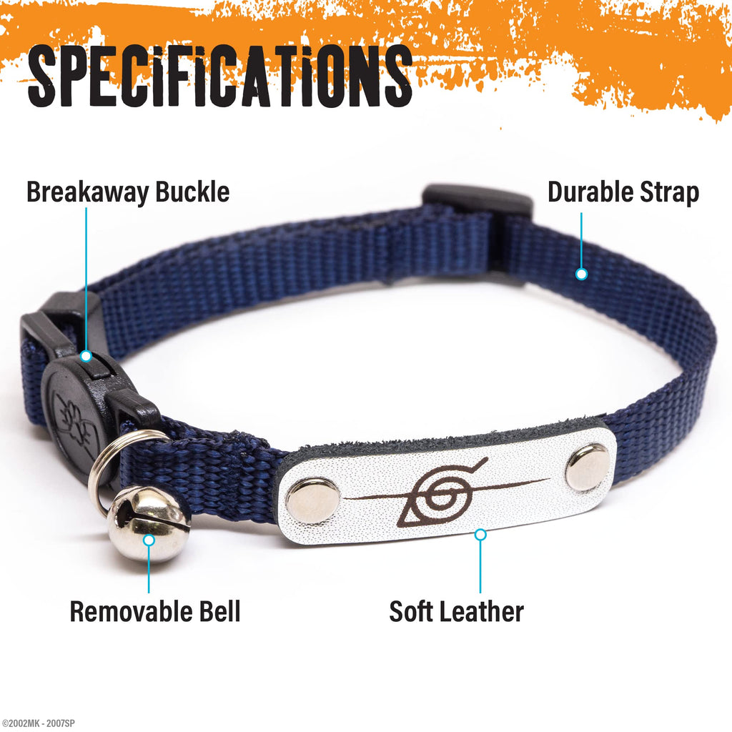 Naruto Breakaway Cat Collars for Girl & Boy Cats | Officially Licensed Naruto Shippuden Hidden Leaf Village Pet Accessories & Gifts, (8.5” to12”) Adjustable Cute Kitten Collar with Bell (Black, Rogue)