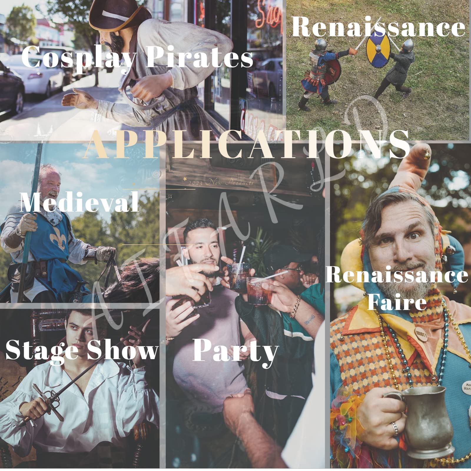 AIFARLD Men's Long Sleeve Shirts Retro Style Lace up for Medieval Viking Hippie Halloween Cosplay Pirate Renaissance Costume Khaki