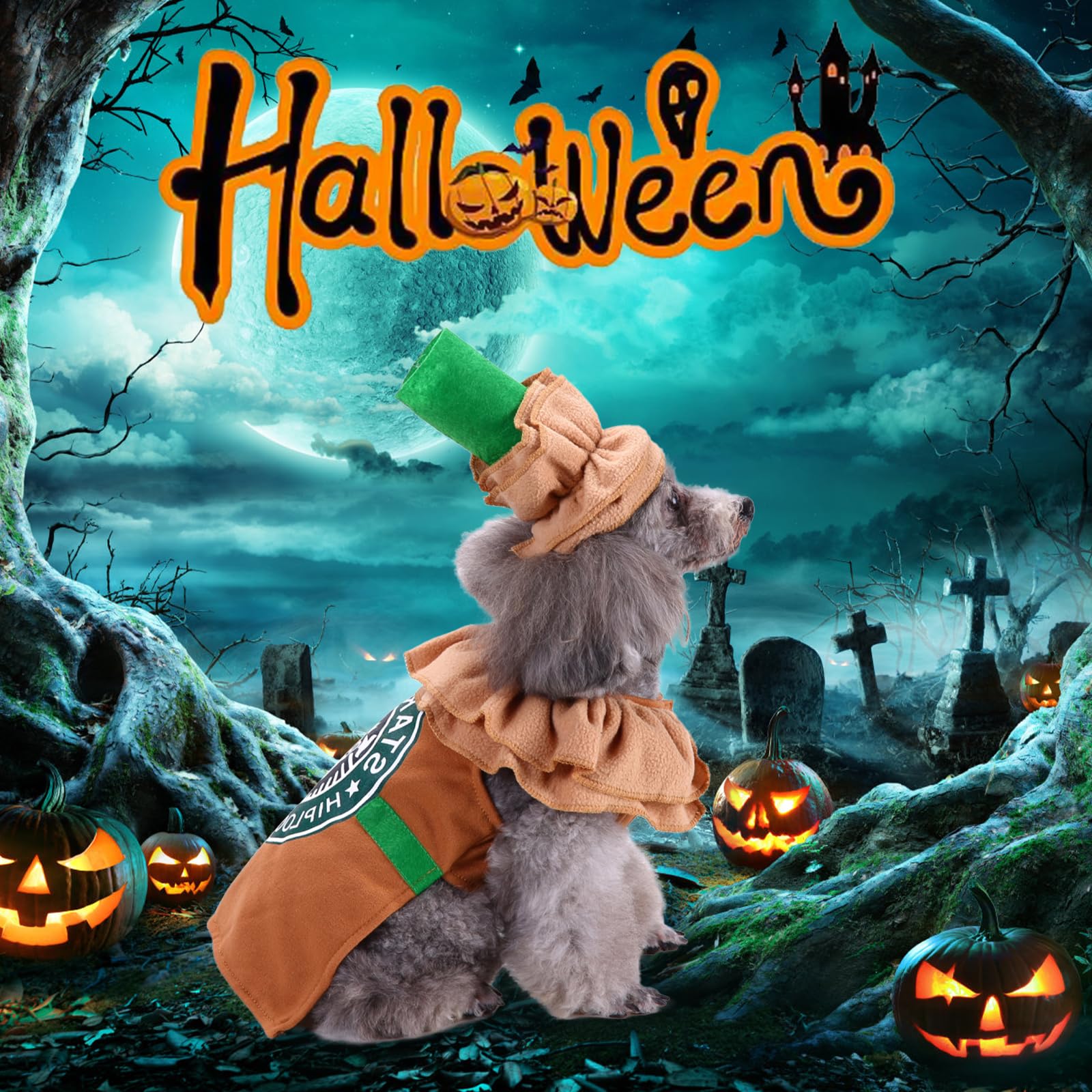 Latte Coffee Dog Costume - Dog Halloween Costume Pet Cosplay Clothes for Small Medium Dogs Puppies Cats for Christmas Birthday Party Photo Props Dress up Accessories Parade Halloween Decorations