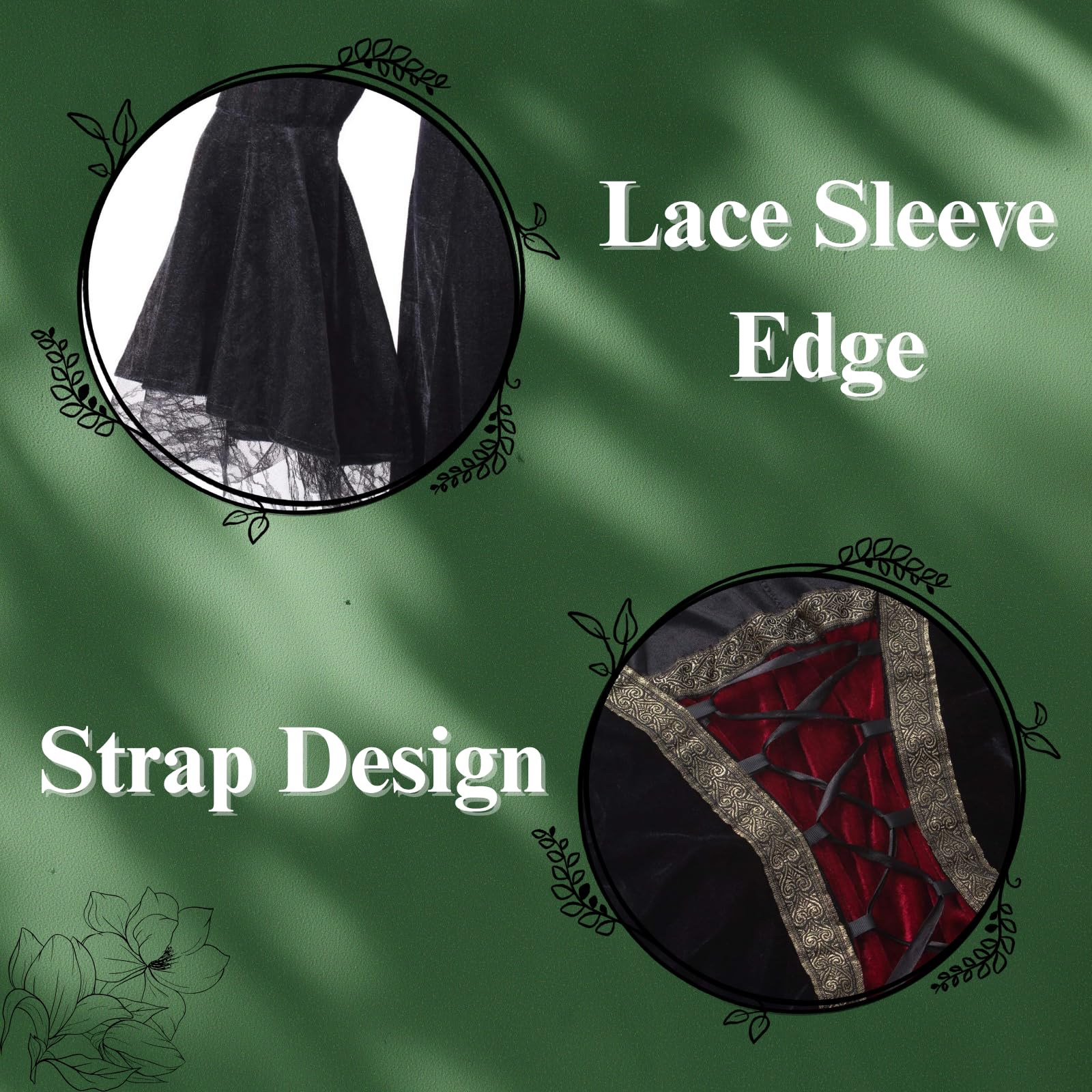 Colorful House Womens Medieval Renaissance Princess Retro Gown Cosplay Costume Dress(X-Large,Black(hooded))