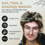 ALLAURA Compatible with Sonny Bono Wig – 60s 70s Men’s Short Brown Wig + Mustache for Hippie, Singer, TV Star, Cop, Detective Costumes – Liberty Duo, Limu & Doug, Uncle Rico, Retro Halloween Outfit