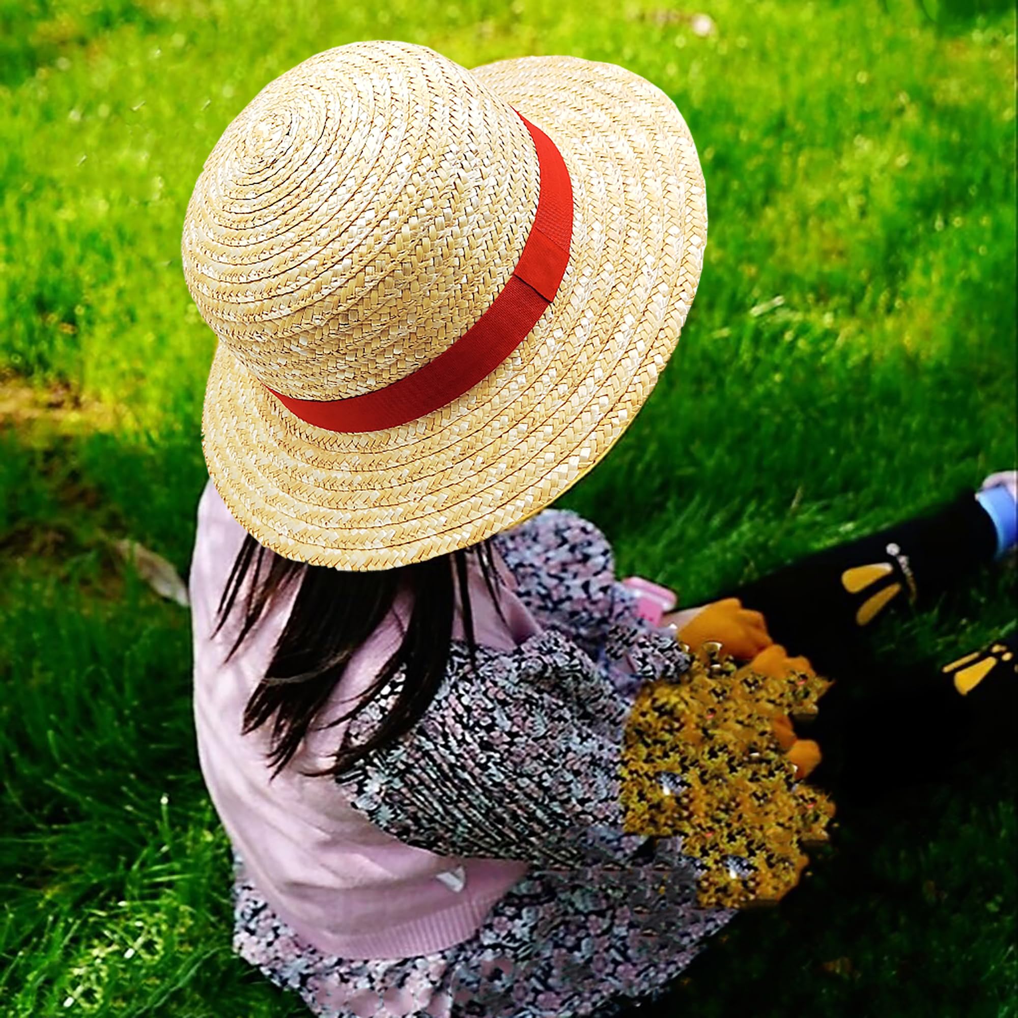 Memfish Straw Hat Halloween Party Yellow Strawhats with String Summer Beach Hats Performance Props for Youth Men Women