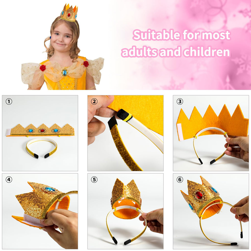 woxafo 5PCS Princess Crown Accessories, Princess Tiara Headband/Wand/Gloves/Brooch/Earrings for Girls Women Halloween Cosplay Party Dress Up
