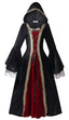 Colorful House Womens Medieval Renaissance Princess Retro Gown Cosplay Costume Dress(X-Large,Black(hooded))