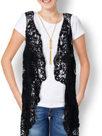 WILLBOND 4 Pcs Halloween 60s 70s Outfits for Women Hippie Costume 70s Costume Tops Accessories Women Fringe Hippie Vest(X-Large,Black)