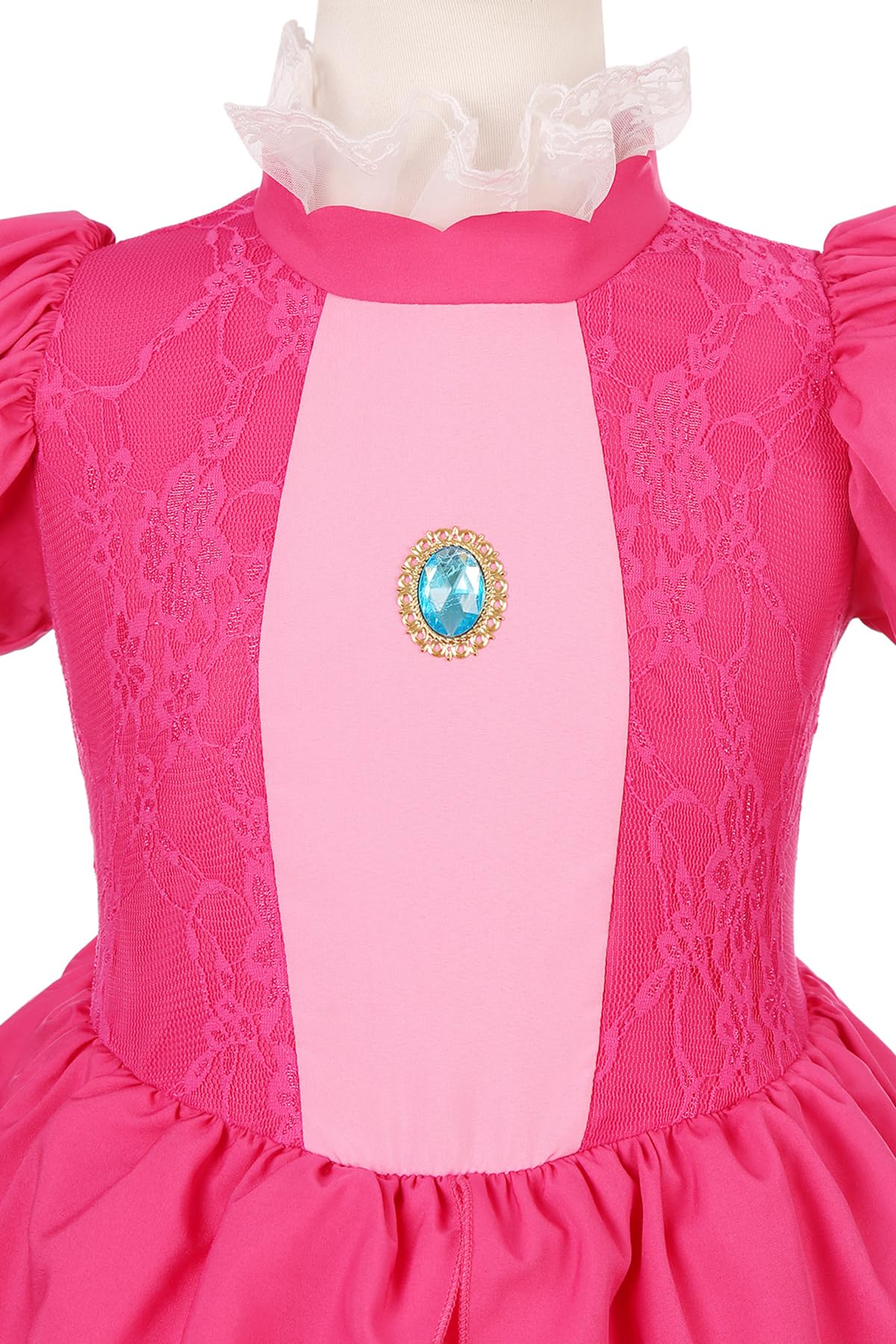 Girls Princess Dress Peach Costume Super Bros Kids LED Light Up Princess Dress for Deluxe Halloween Party Dress Up