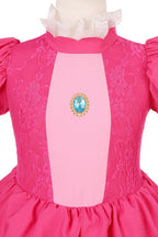 Girls Princess Dress Peach Costume Super Bros Kids LED Light Up Princess Dress for Deluxe Halloween Party Dress Up