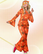 Leumoi 6 Pcs 60s 70s Disco Outfit Women Hippie Costume Accessories Flared Pants Headband Earrings Sunglass