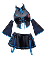 haikyuu Women Cosplay Swimsuit with Sleeves Anime Two Piece Bathing Suit Pool Party Musical Clubwear (US, Alpha, Small, Regular, Regular, Standard, Black)