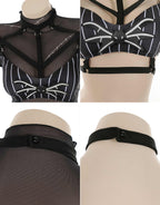 MEOWCOS Women's Bikini Sets Bathing Suit Swimsuits Halter Top and Shorts Bikini Sets with Tulle Cover-up