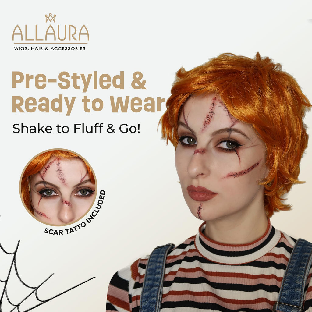 ALLAURA Compatible with Sonny Bono Wig – 60s 70s Men’s Short Brown Wig + Mustache for Hippie, Singer, TV Star, Cop, Detective Costumes – Liberty Duo, Limu & Doug, Uncle Rico, Retro Halloween Outfit