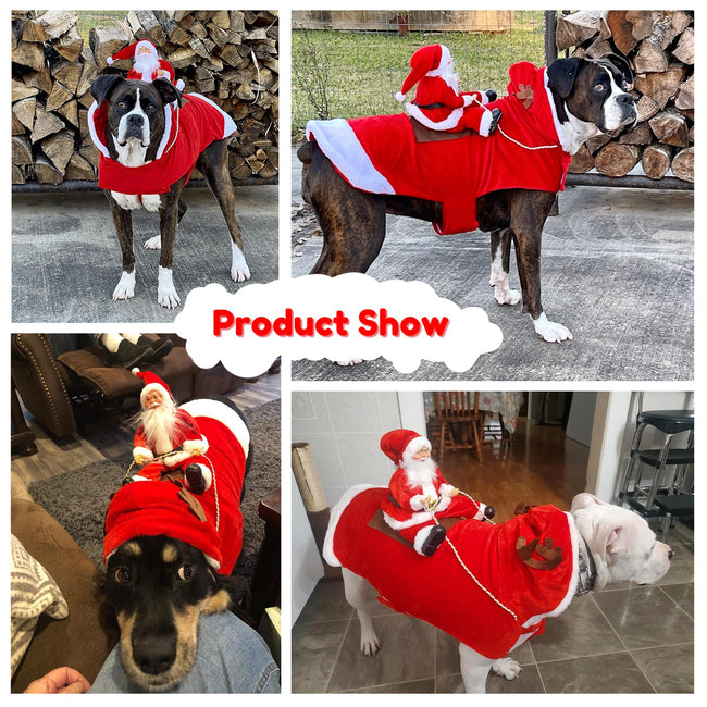 BWOGUE Santa Dog Costume Christmas Pet Clothes Santa Claus Riding Pet Cosplay Costumes Party Dressing up Dogs Cats Outfit for Small Medium Large Dogs Cats Main Image