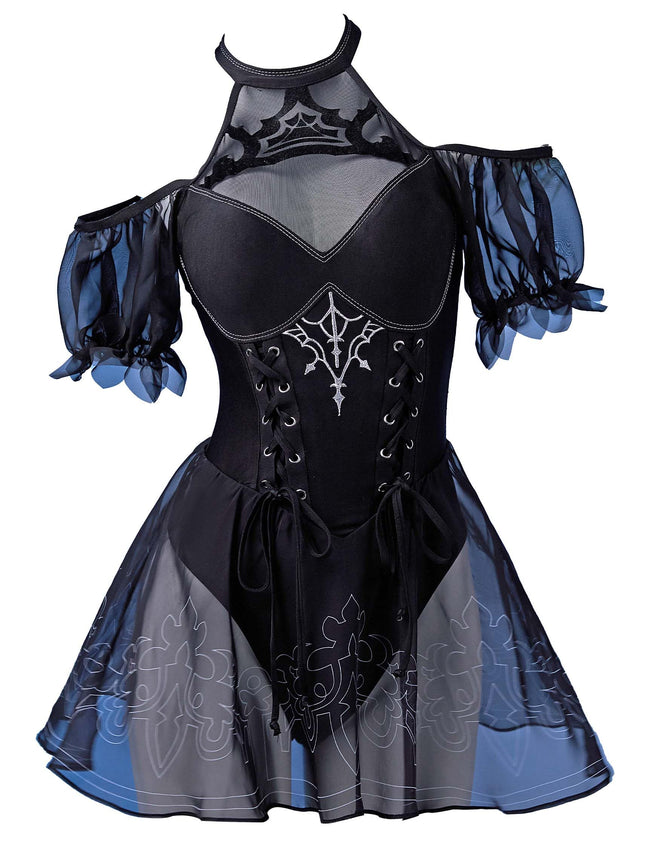 haikyuu Women Cosplay One Piece Swimsuit Anime Bathing Suit Halter Backless Tummy Control Swimwear (US, Alpha, Small, Regular, Regular, Standard, Black) Hover Image