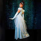 Leg Avenue Womens - 3 Piece Classic Cinderella Gown Set Full Length Family Friendly Princess Dress and Headband Set Adult Sized Costumes, Blue, Medium US