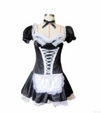 JJ-GOGO Women's French Maid Costume Sexy Black Satin Halloween S-5XL (4XL)