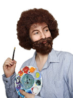 ALLAURA Compatible with Sonny Bono Wig – 60s 70s Men’s Short Brown Wig + Mustache for Hippie, Singer, TV Star, Cop, Detective Costumes – Liberty Duo, Limu & Doug, Uncle Rico, Retro Halloween Outfit