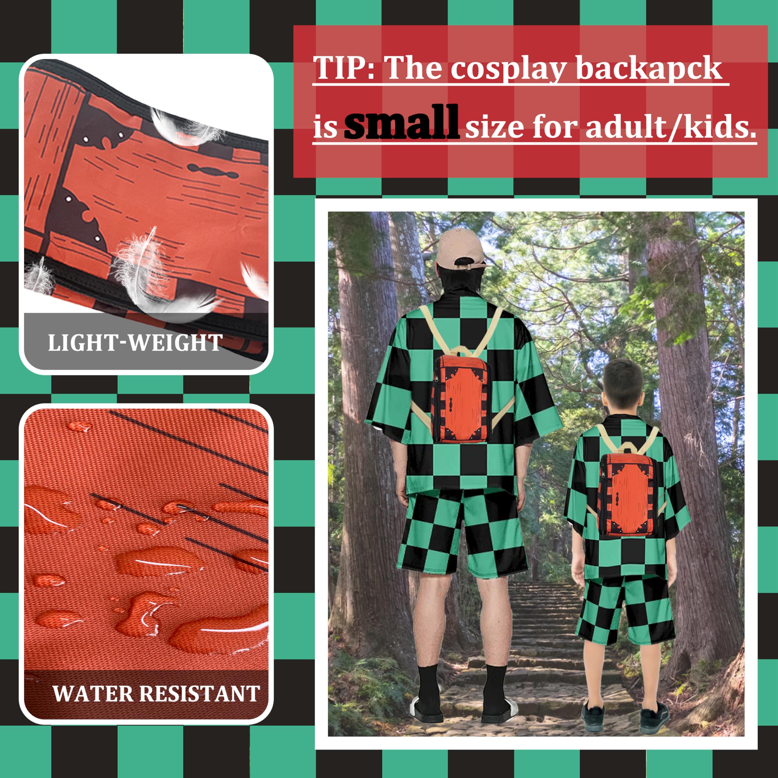 Mewcho Cosplay Backpack Gifts Box Wooden Printing Mini Bag Anime Merch Costume Accessories Props,11.8×8.6 inches, Small