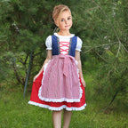 Girls Dress Maid Lace Apron German Dirndl Bavarian Oktoberfest Size 3 Red