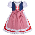 Girls Dress Maid Lace Apron German Dirndl Bavarian Oktoberfest Size 3 Red