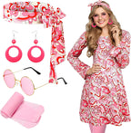 Janmercy 5 Pcs 70s 80s Hippie Costumes Accessories for Women 70's Disco Outfit for Halloween Party Cosplay