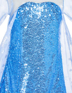 Luxury Princess Dress Costumes with Shining Long Cape Girls Birthday Party