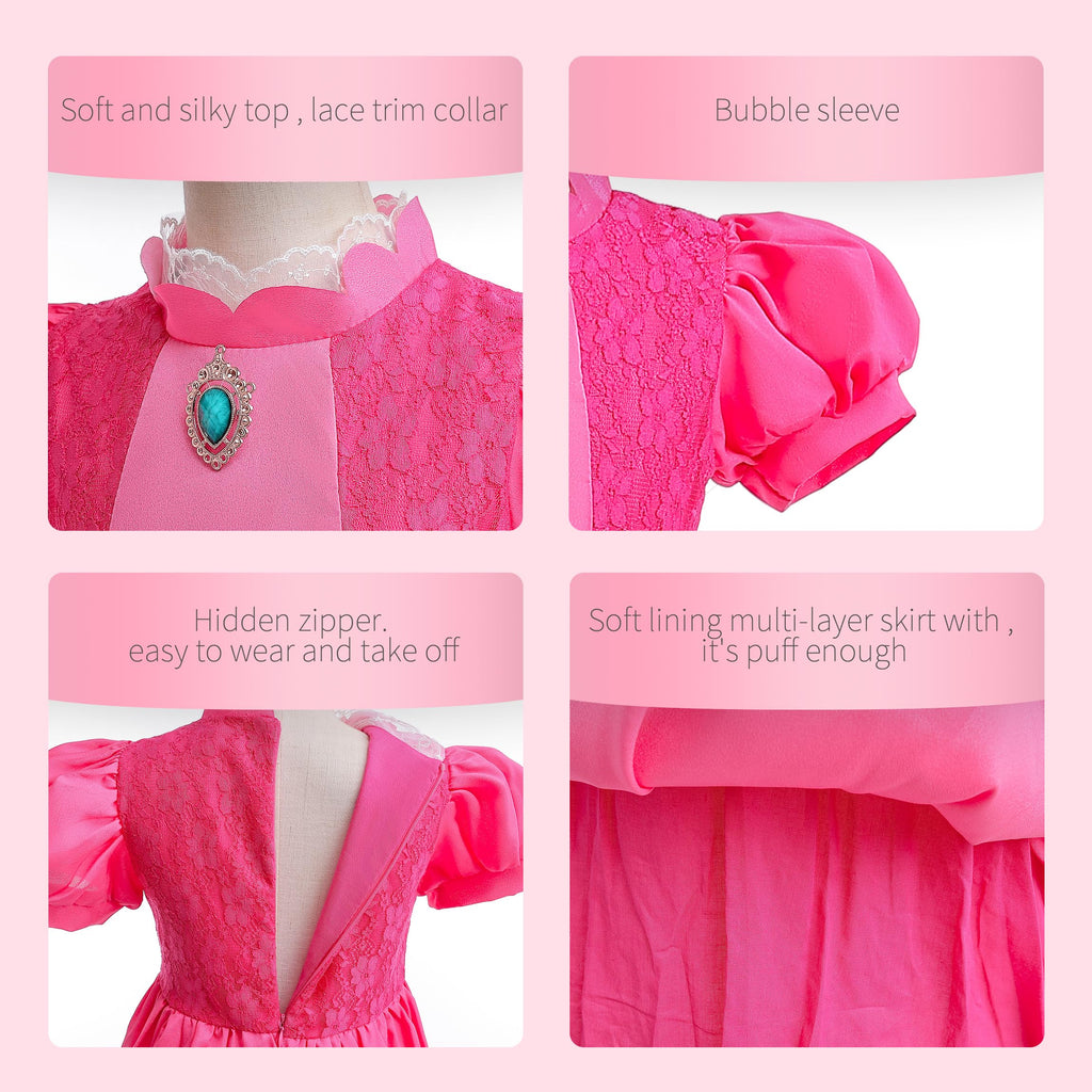 Princess Costume for Girls Cosplay Dress Halloween Birthday Party Dress Up Outfit 3-12Y