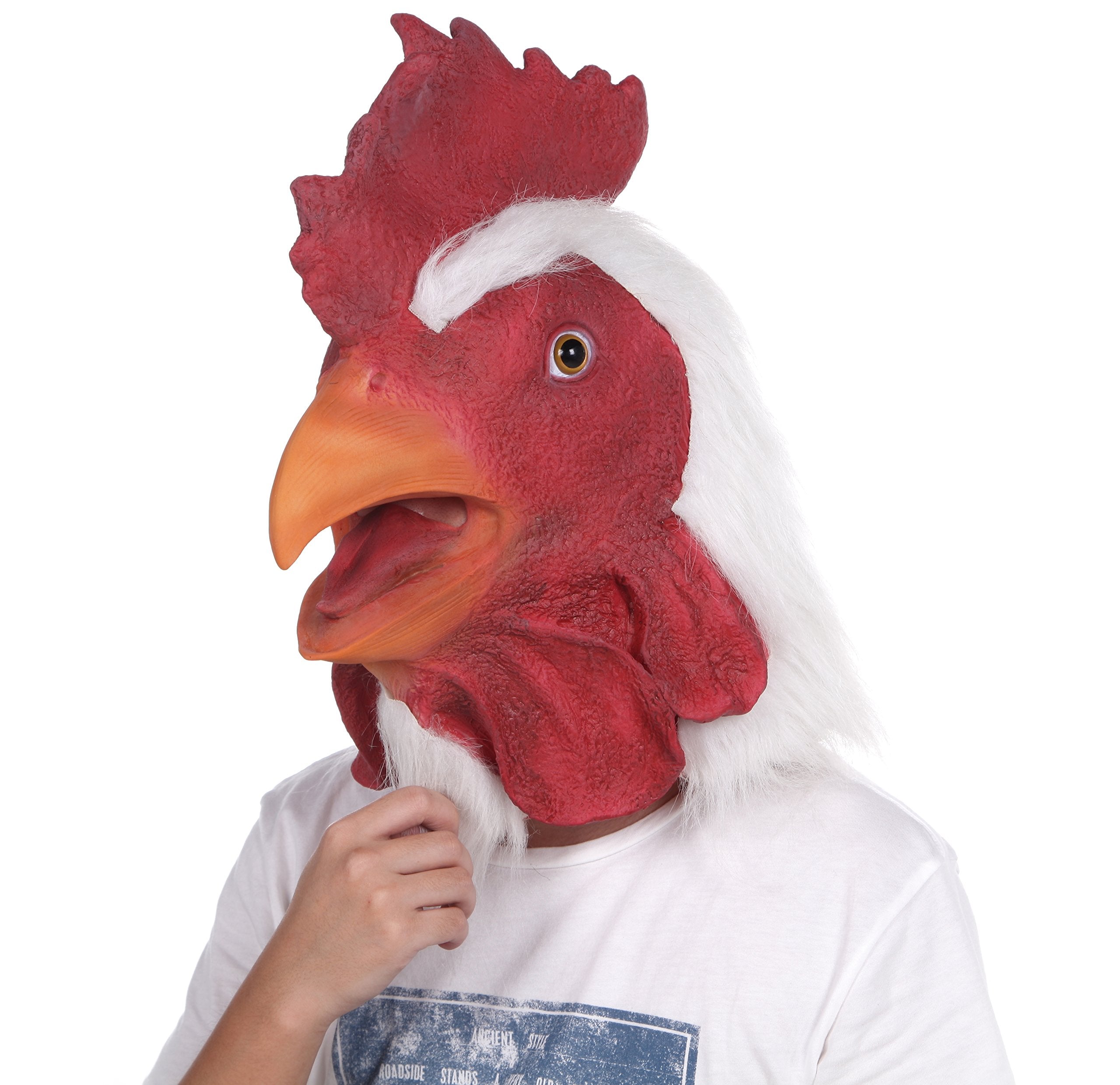 Lubber Rooster Animal Head Mask For Halloweem Costume Cosplay, Latex Funny Mask for Kids and Adult Christmas, Thanksgiving Gift