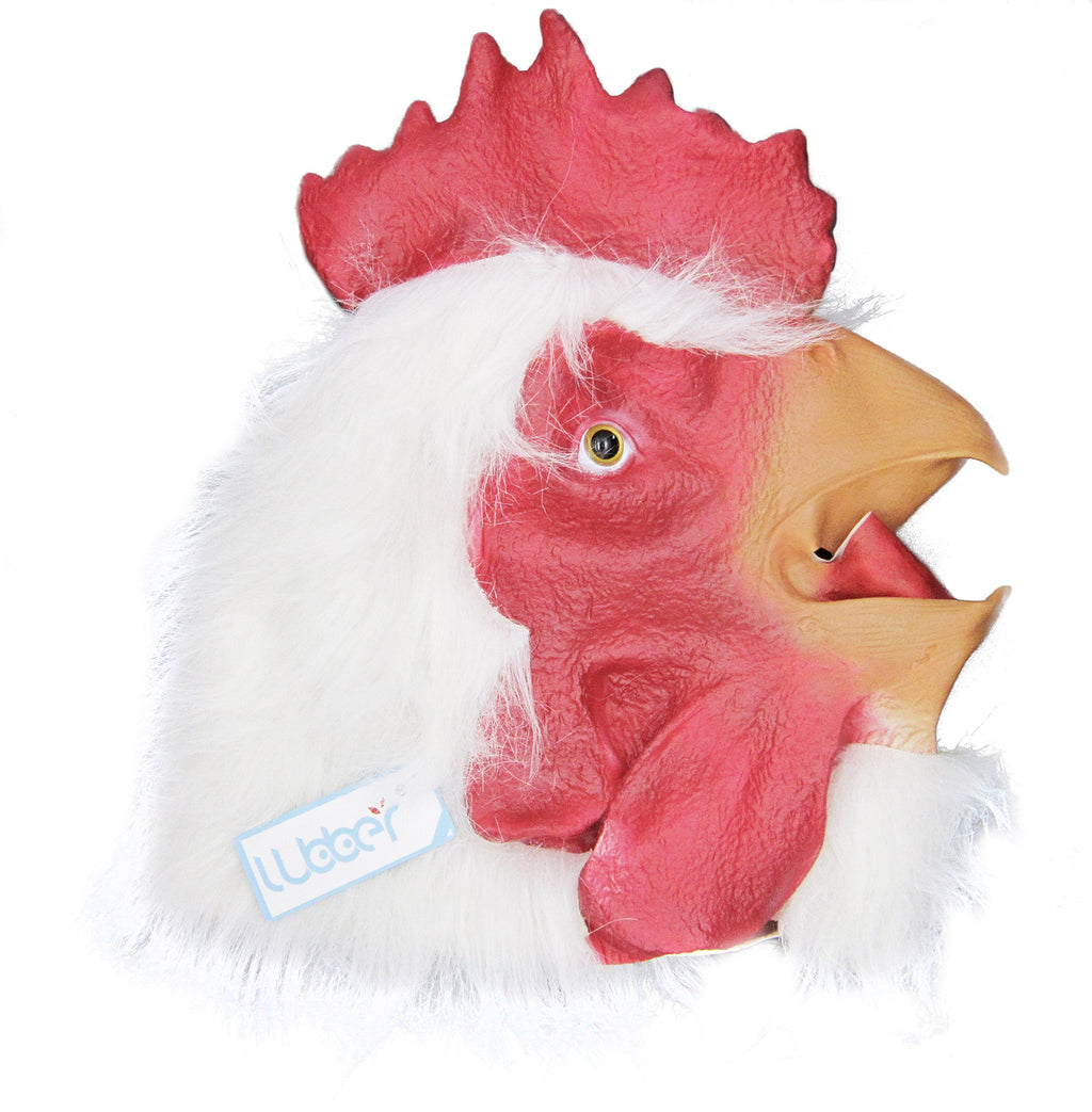 Lubber Rooster Animal Head Mask For Halloweem Costume Cosplay, Latex Funny Mask for Kids and Adult Christmas, Thanksgiving Gift
