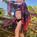 kakashi Womens Bikini Set with Cover up Swimsuit Anime Style Bathing Suit Japanese Cartoon Swimwear