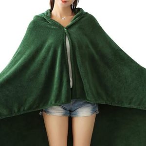Green Hooded Cape Blanket Cosplay Costume Outfit Hooded Cloak Soft Warm for Adult Men Women