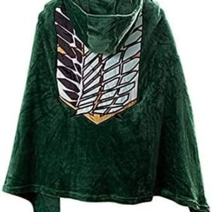 Green Hooded Cape Blanket Cosplay Costume Outfit Hooded Cloak Soft Warm for Adult Men Women