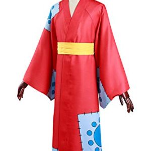 ulesoke Adult Cosplay Costume Anime Kimono Printed Cloak Robe Belt Halloween Outfits for Men Anime Fans Lovers