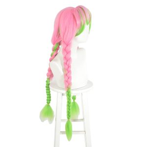 Jodiss Anime long pink and green Wig for Women, Halloween Costume Party Cosplay Wig