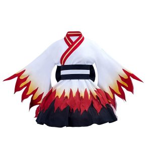 BYHai Demon Slayer Rengoku Kyoujurou Cosplay Costume Japanese Anime Lolita Kimono Maid Cosplay Uniform Dress Outfit Adult L, Multicolored