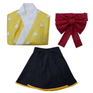 Demon Slayer Cosplay Costume Kamado Tanjirou Kimono Cosplay Outfit Black Halloween Party (Agatsuma Zenitsu, XXL), XX-Large
