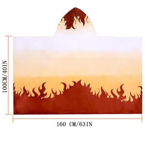 Anime Wearable Blanket Hoodie Throw Blanket Tanjirou Cosplay Cloak Shawl Wrap Nap Quilt 160x100 cm/63x40in(White,One Size)