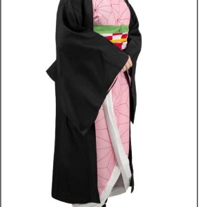 IOPBOT Kimonos Cosplay Costumes Adult Women Girls Anime Japanese Kimono Robe Halloween Outfit with Accessories (L,PINK)