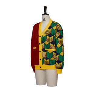 Anime Demon Tomioka Giyuu Costume Giyuu Cardigan Sweater Giyuu Knitted Jacket Coat-S/M