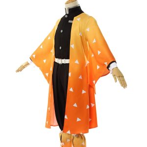 NUOQI Zenitsu Cosplay Outfit Zenitsu Agatsuma Cosplay Costume Anime Kimono Uniform Halloween Costume L