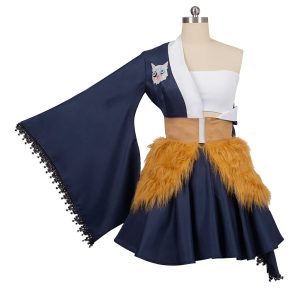 1791's lady Kamado Tanjirou Cosplay Costume Kimono Halloween Party Cosplay Outfit (Hashibira Inosuke, XS)