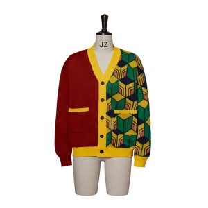 Anime Demon Tomioka Giyuu Costume Giyuu Cardigan Sweater Giyuu Knitted Jacket Coat-S/M