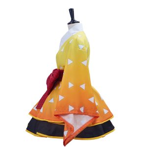 Demon Slayer Cosplay Costume Kamado Tanjirou Kimono Cosplay Outfit Black Halloween Party (Agatsuma Zenitsu, XXL), XX-Large